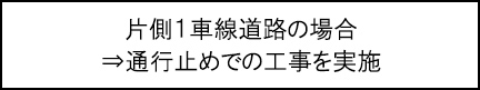 片側1車線道路の場合　⇒通行止めでの工事を実施のキャプションのイメージ画像