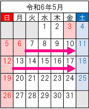 規制期間の令和6年5月のカレンダーのイメージ画像