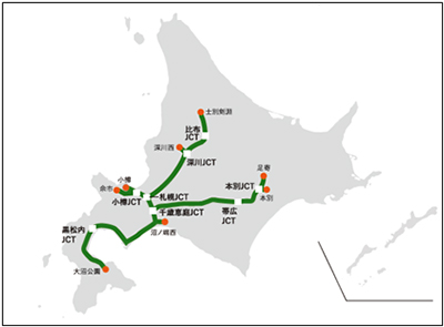 NEXCO東日本が管理する北海道内の高速道路のイメージ画像