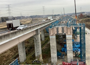 Photos of construction work for the four-lane construction