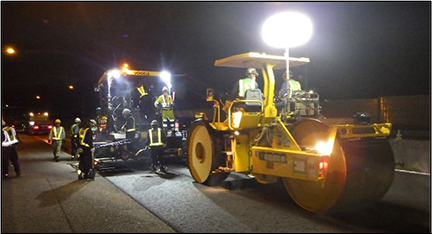 舗装補修工事　作業状況の写真