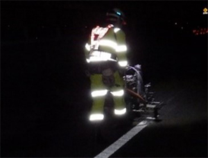 仮路面標示設置状況の写真