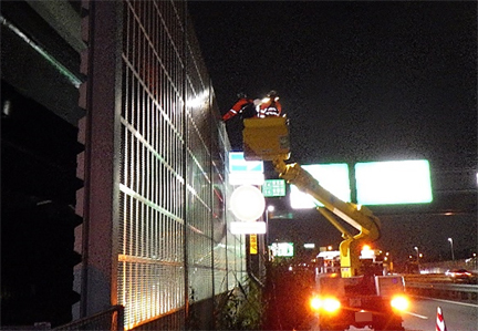 遮音壁補修・点検　作業状況のイメージ画像