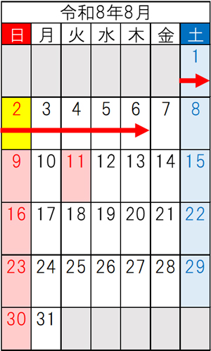 令和8年8月の車線規制期間のイメージ画像