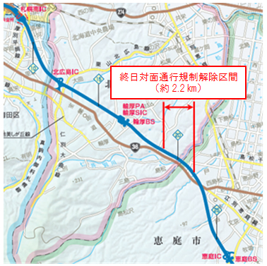 終日対面通行規制期間のイメージ画像