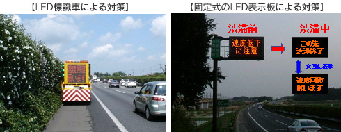 LED標識車による対策＆固定式のLED表示板による対策のイメージ画像