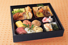 Image image of "eastern hometown bento" colored rice balls and side dishes