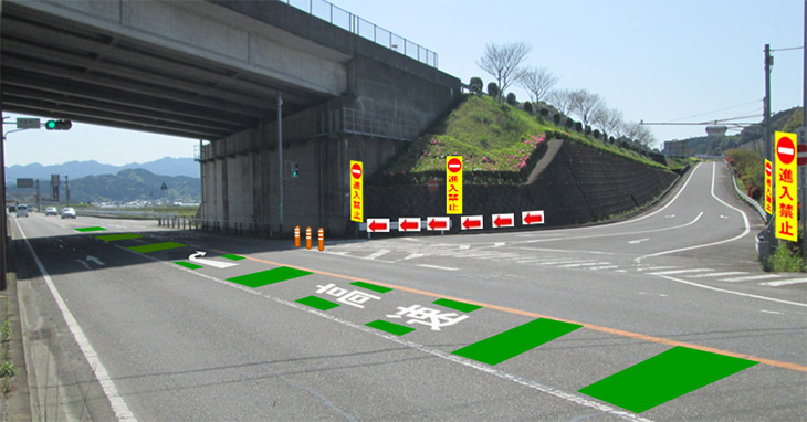 Image of how the driver sees the basic pattern of countermeasures (Expressway exit)