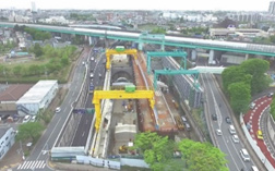 ภาพถ่ายสถานที่ก่อสร้างถนนวงแหวนรอบนอกโตเกียว (Oizumi JCT)