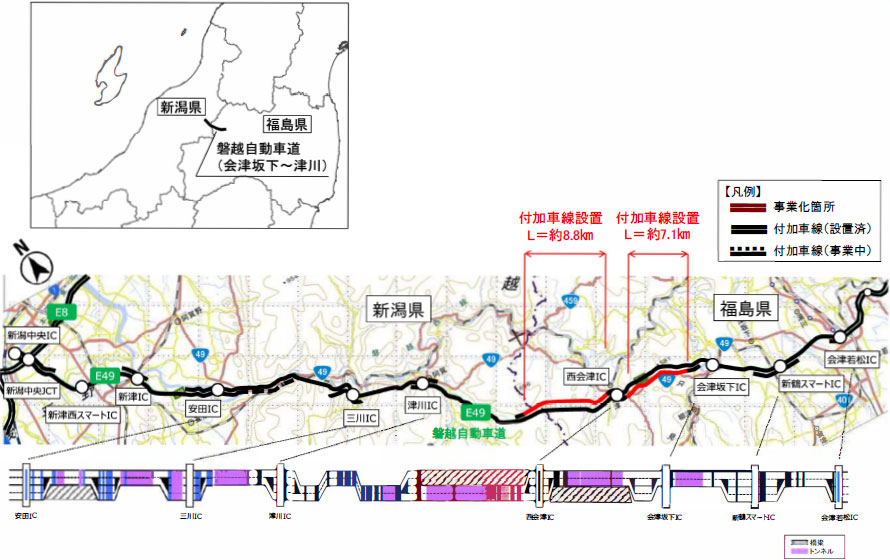 4車線化【E49】磐越自動車道 会津坂下IC～津川ICのイメージ画像