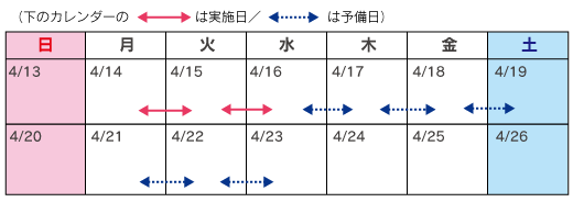 4月14日(月)・4月15日(火)(2夜間)20時~翌朝6時のイメージ画像