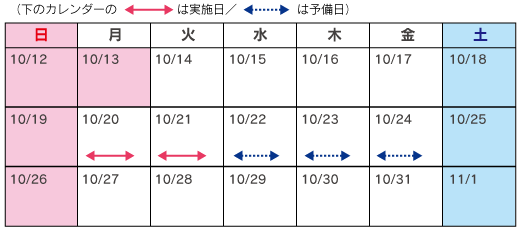 10月20日(月)~10月21日(火)午前7時~午後5時のイメージ画像