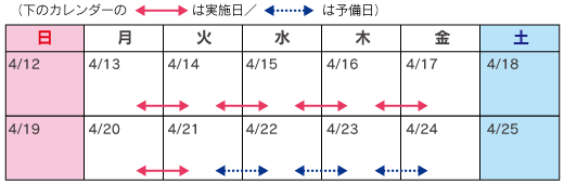 日曆：4月13日（星期一）至4月20日（星期一）從20:00至第二天早上6:00（5晚）的圖像