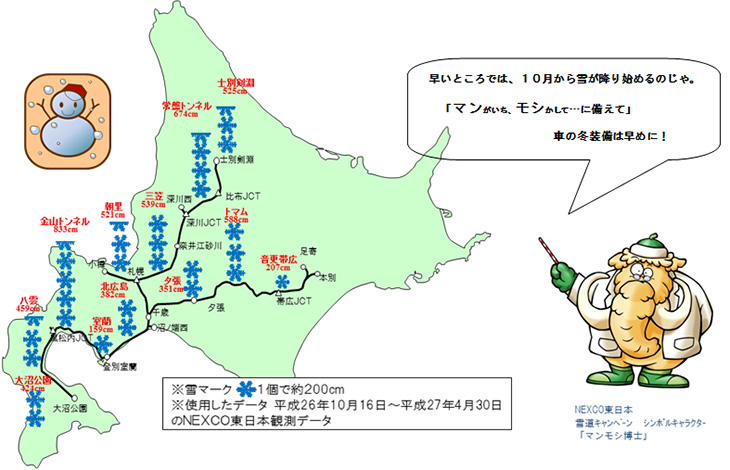 昨年の降雪状況のイメージ画像