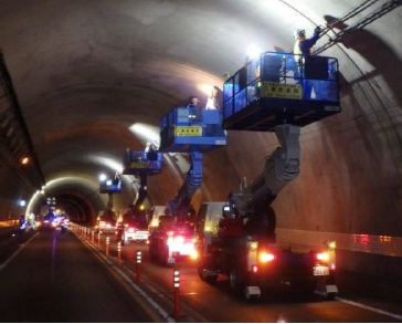 隧道照明更換工作的形象