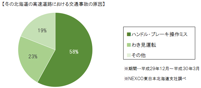 冬の北海道の高速道路における交通事故の原因の点灯状況のイメージ画像