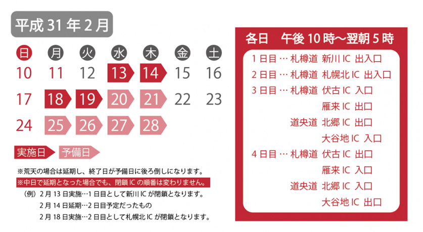 実施日・予備日のイメージ画像