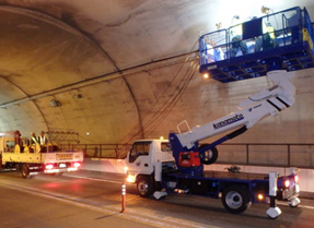 Photograph of tunnel lighting renewal work example
