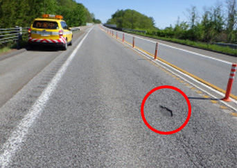 Photo of road surface damage example