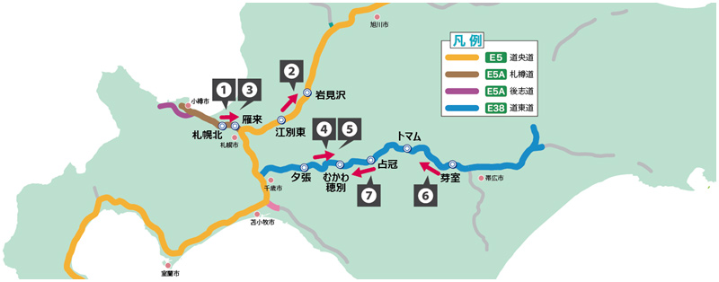 北海道内の5km以上の日別渋滞予測のイメージ画像