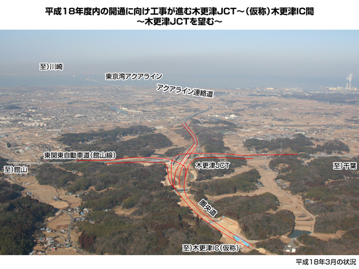 平成18年度内の開通に向け工事が進む木更津JCT~(仮称)木更津IC間のイメージ画像