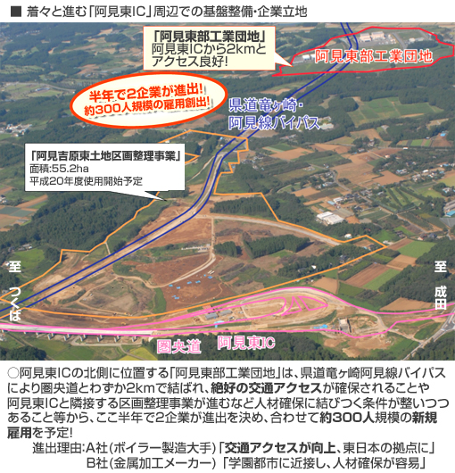 Amihigashi IC周圍的基礎設施發展和公司所在地的圖像