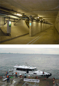 水上隧道和检查船Hay鸟的图像图像