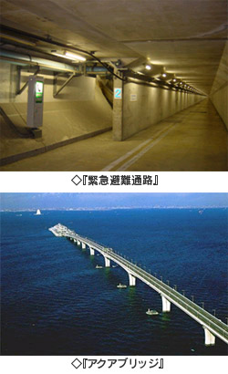 Emergency evacuation passage, image image of Aqua Bridge