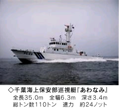 千葉海岸警衛隊巡邏艇“ Awanami”的圖像