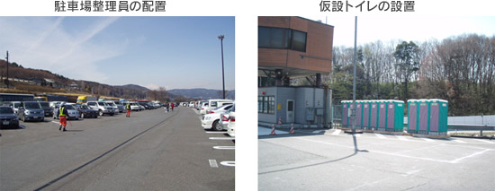 駐車場整理員の配置と仮設トイレの設置のイメージ画像