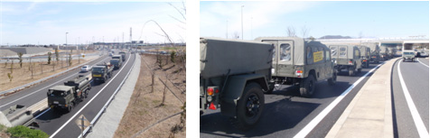 開通前の北関を利用して、陸上自衛隊の災害派遣部隊が被災地へ出動のイメージ画像