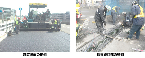舗装路面の補修　橋梁継目部の補修のイメージ画像
