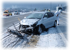 Please wear winter tires and carry a tire chain. Image image of
