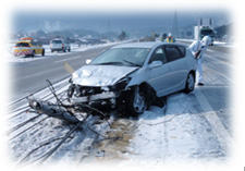 Winter Expressway are slippery due to snowfall and freezing. Image image of