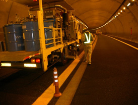 Image image of installation of road marking