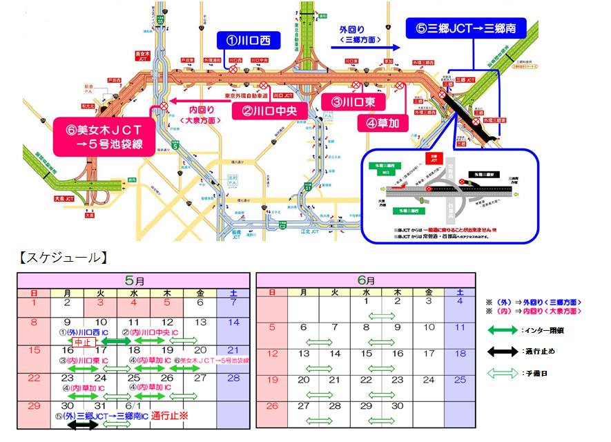 出口閉鎖箇所・日時のイメージ画像