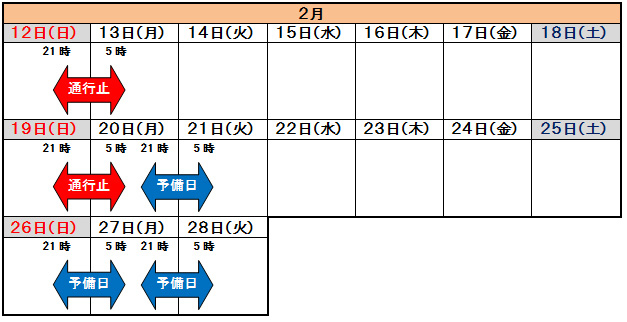 Image of construction period calendar (February)