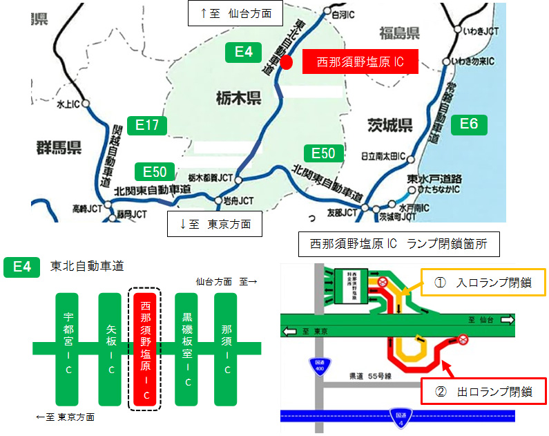 E4 東北自動車道 西那須野塩原ic 上り線 夜間ランプ閉鎖のお知らせ Nexco東日本