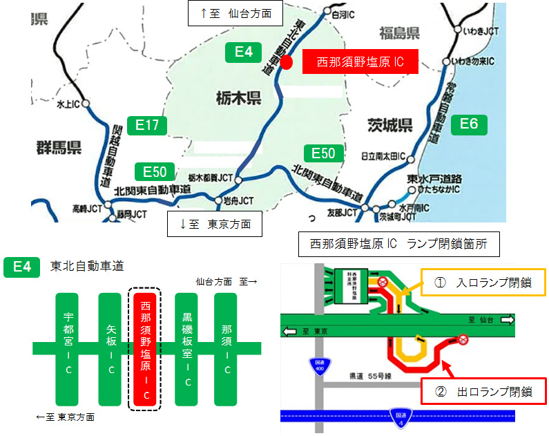 夜間ランプ閉鎖箇所のイメージ画像