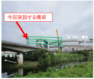 Photograph of the current bridge erection position