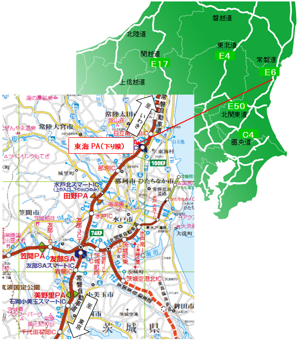 Image of Tokai PA location map