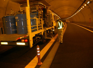 Photograph of installation of road marking