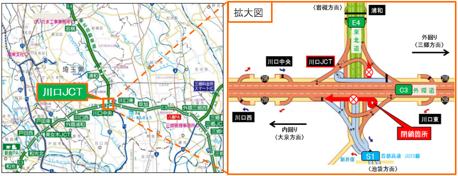C3 東京外環自動車道 川口jct 夜間閉鎖のお知らせ Nexco東日本