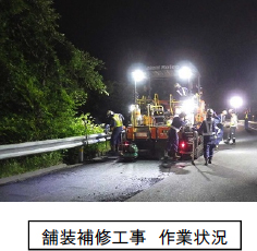 舗装補修工事の作業状況の写真