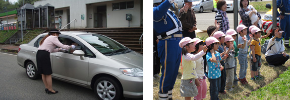 ハイウェイレディ、一日高速隊長・高速隊員(地元園児)等による呼びかけ等のイメージ画像