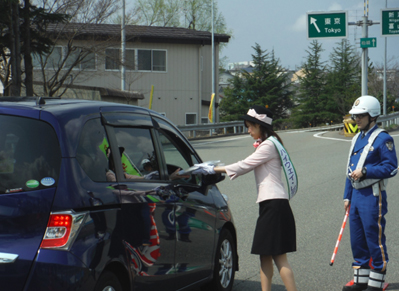 Image of safety awareness by highway lady