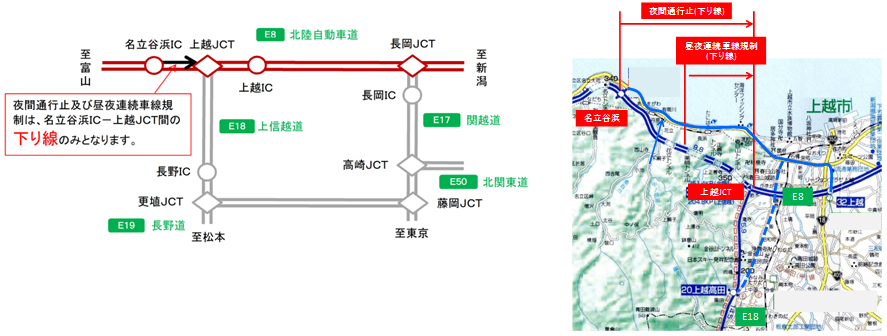 通行止め区間及び迂回路のイメージ画像