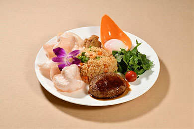 Image image of Asian plate of Tsumagari pork hamburger