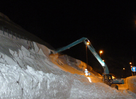 Image of last year's snow removal on the side slope