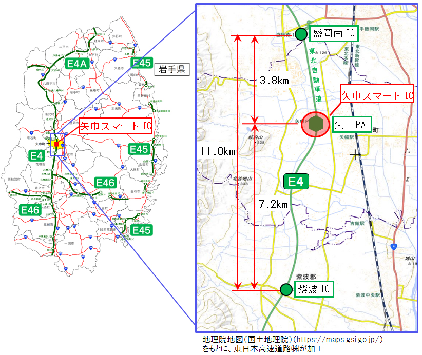 矢巾スマートIC位置図のイメージ画像